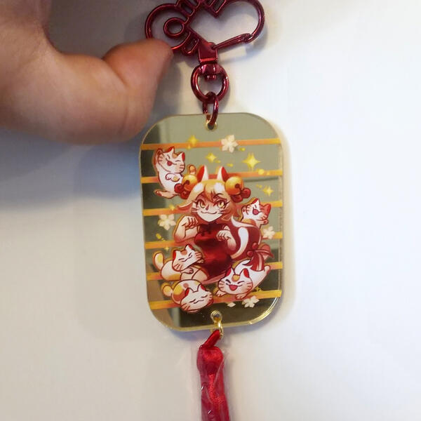 Gold Mirror Lucky Cat Girl